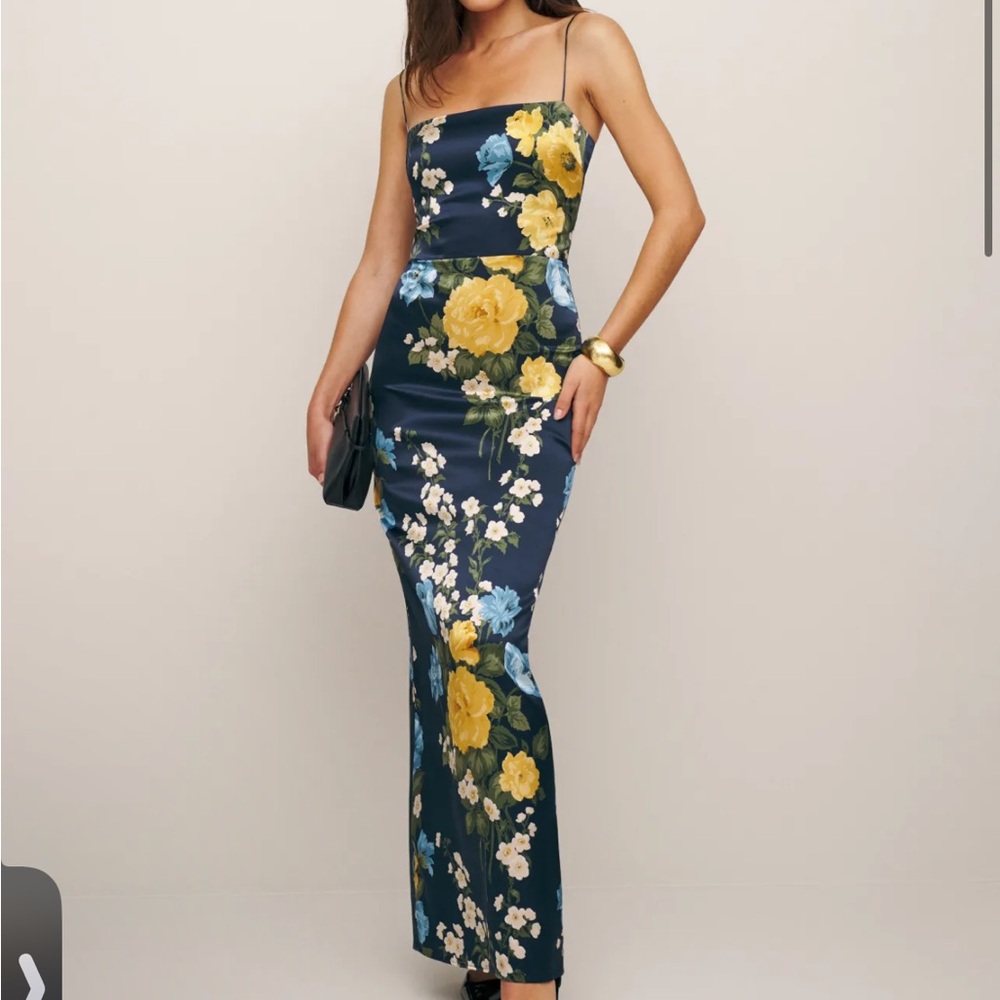NEW NWT Reformation Frankie Silk Floral Dress in Donatella - Picture 4 of 7